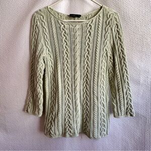 Ralph Lauren Women’s Green Cotton Cable Knit Sweater Size: Large